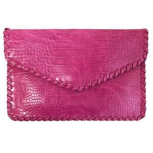 7699 Flat Crocodile Pattern Envelope Clutch Handbag with Detachable Chain